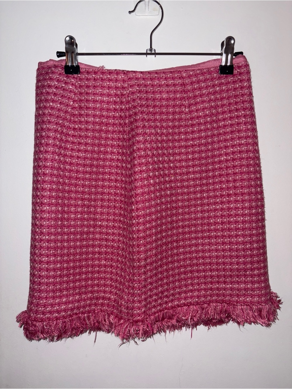 INC International Concepts Pink Tweed Fringe A-Line Skirt